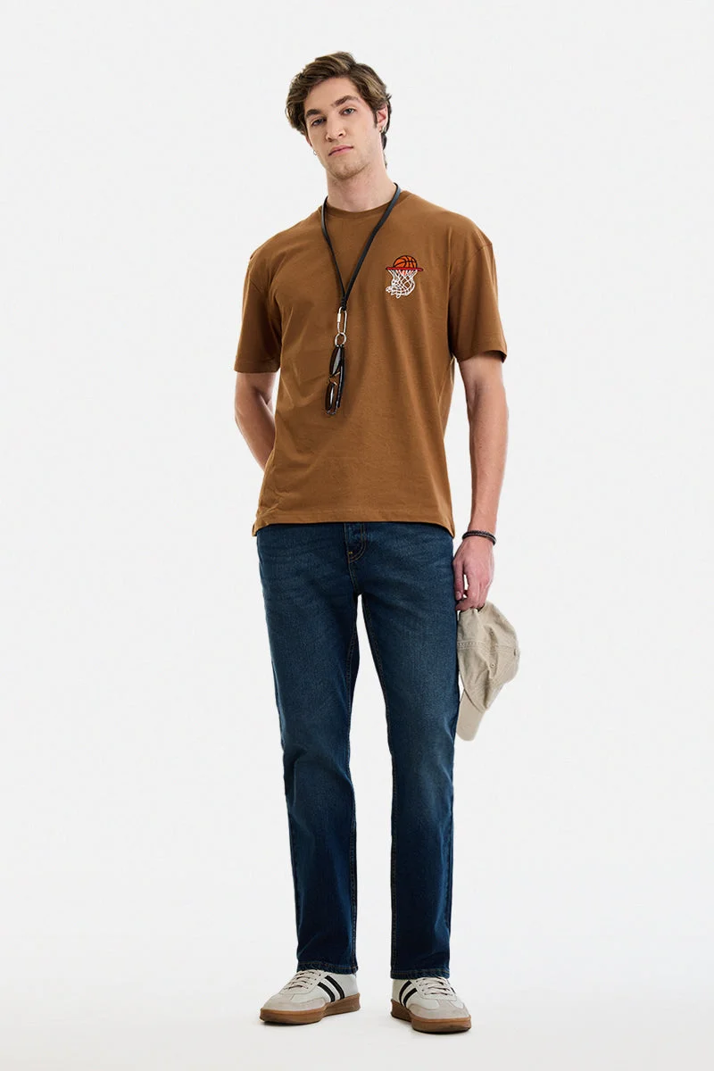 سنيتش Dark Blue Solid Straight Fit Casual Jeans