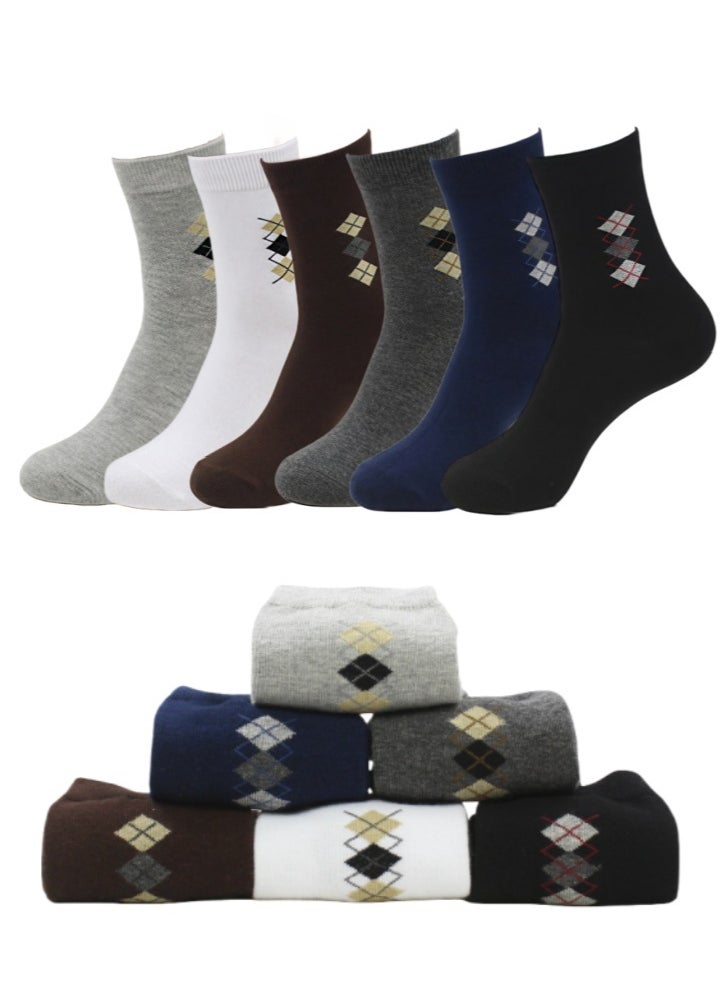 Lullaxx Lullaxx 6 Pairs socks for men cotton Crew Socks: Mid-Calf, Dress Socks, Moisture Wicking, Suitable for All Seasons, Striped Pattern in a Variety of Colors for Business Casual Wear  - Image 1