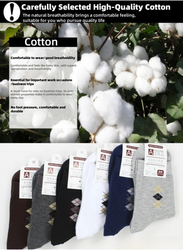 Lullaxx Lullaxx 6 Pairs socks for men cotton Crew Socks: Mid-Calf, Dress Socks, Moisture Wicking, Suitable for All Seasons, Striped Pattern in a Variety of Colors for Business Casual Wear  - Image 2
