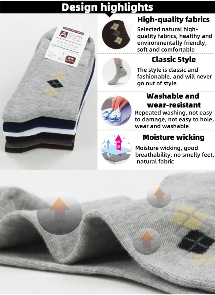 Lullaxx Lullaxx 6 Pairs socks for men cotton Crew Socks: Mid-Calf, Dress Socks, Moisture Wicking, Suitable for All Seasons, Striped Pattern in a Variety of Colors for Business Casual Wear  - Image 3