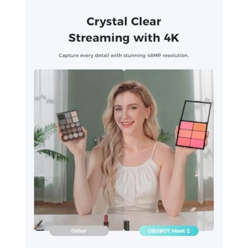 كاميرا ويب للبث والاجتماعات والألعاب: دقة 2-4K، مستشعر 1/2 بوصة، إطار AI، تركيز تلقائي، وضع التجميل، تصميم نحيف خفيف الوزن، HDR، 60 إطارًا في الثانية، ميكروفون مزدوج، التحكم بالإيماءات - Image 3