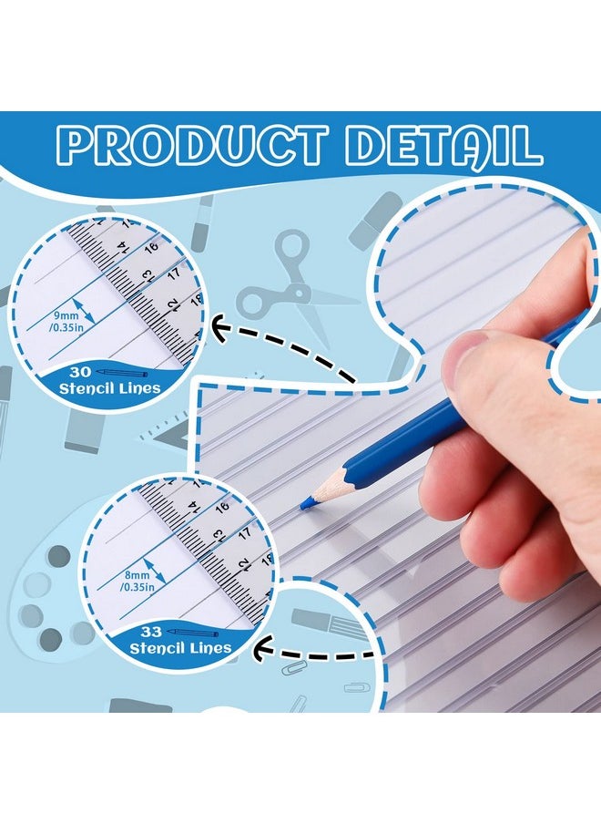 Fainne - 2 Pcs Straight Line Stencil 28 Cm Scale Calligraphy Template For Journaling Envelope Lettering Guide Template Stencil Plastic Writing Guide Template For Ruled Paper Drawing 0.8 Cm 0.9 Cm Spacing Line - Image 1
