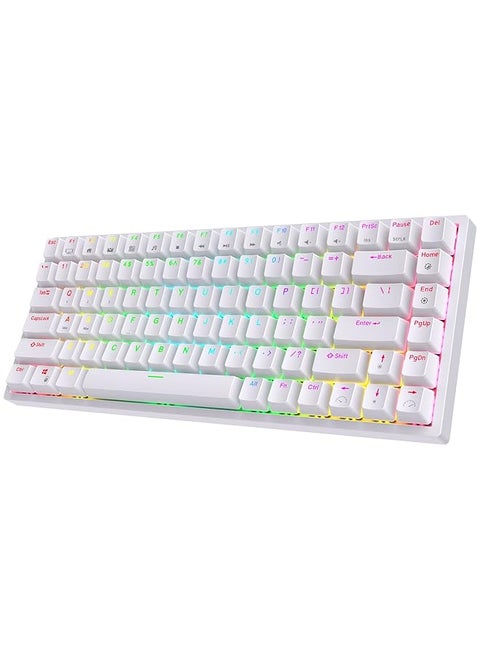 Rk84 Wireless Bluetooth 2.4Ghz 75% Rgb Mechanical Gaming Keyboard Three Modes Connectable Keyboard With Hot Swappable Tactile Blue Switch