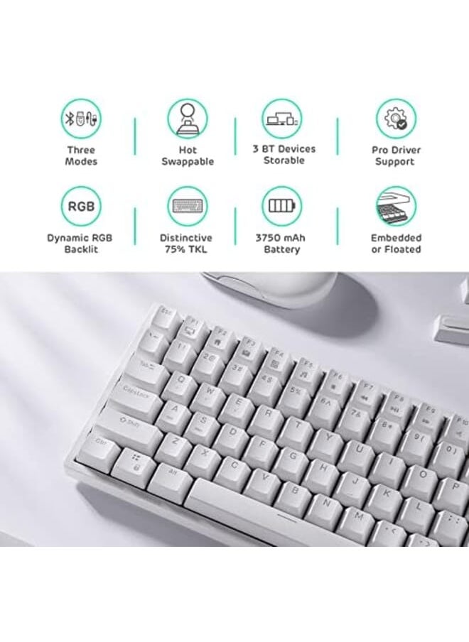 RK ROYAL KLUDGE - Rk84 Wireless Bluetooth 2.4Ghz 75% Rgb Mechanical Gaming Keyboard Three Modes Connectable Keyboard With Hot Swappable Tactile Blue Switch - Image 1