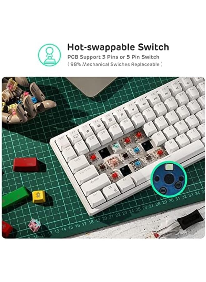 RK ROYAL KLUDGE - Rk84 Wireless Bluetooth 2.4Ghz 75% Rgb Mechanical Gaming Keyboard Three Modes Connectable Keyboard With Hot Swappable Tactile Blue Switch - Image 1