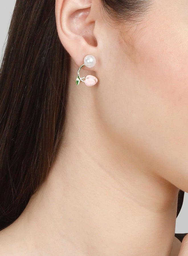 YouBella Fashion Jewellery Celebrity Inspired Stylish Pearl and Floral Combo Earings Earrings for Women and Girls (Gold) (YBEAR_33383) - Image 3