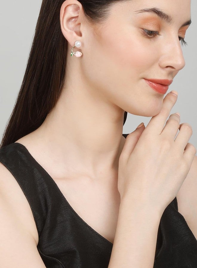 YouBella Fashion Jewellery Celebrity Inspired Stylish Pearl and Floral Combo Earings Earrings for Women and Girls (Gold) (YBEAR_33383) - Image 4