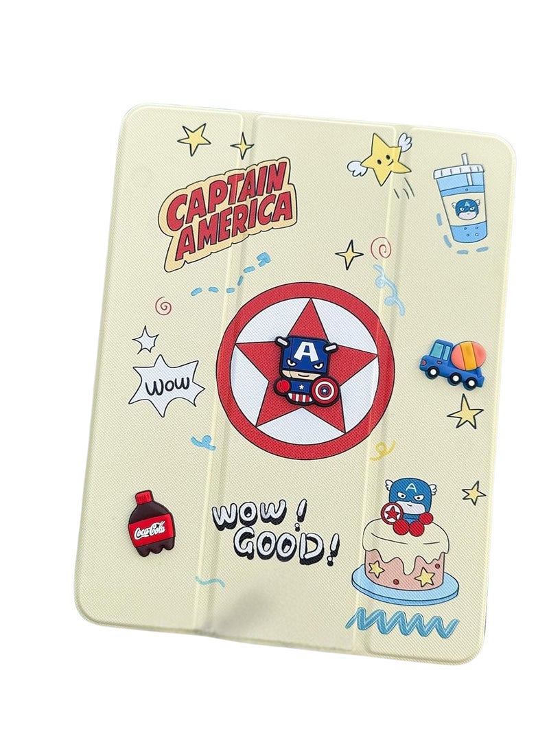 Ecosystem iPad Case, 3D Cartoon Silicon Flip Cover with Pencil Holder, Compatible with iPad Air 4\5\6 air 11 2024 pro 10.9\11, Kids Design