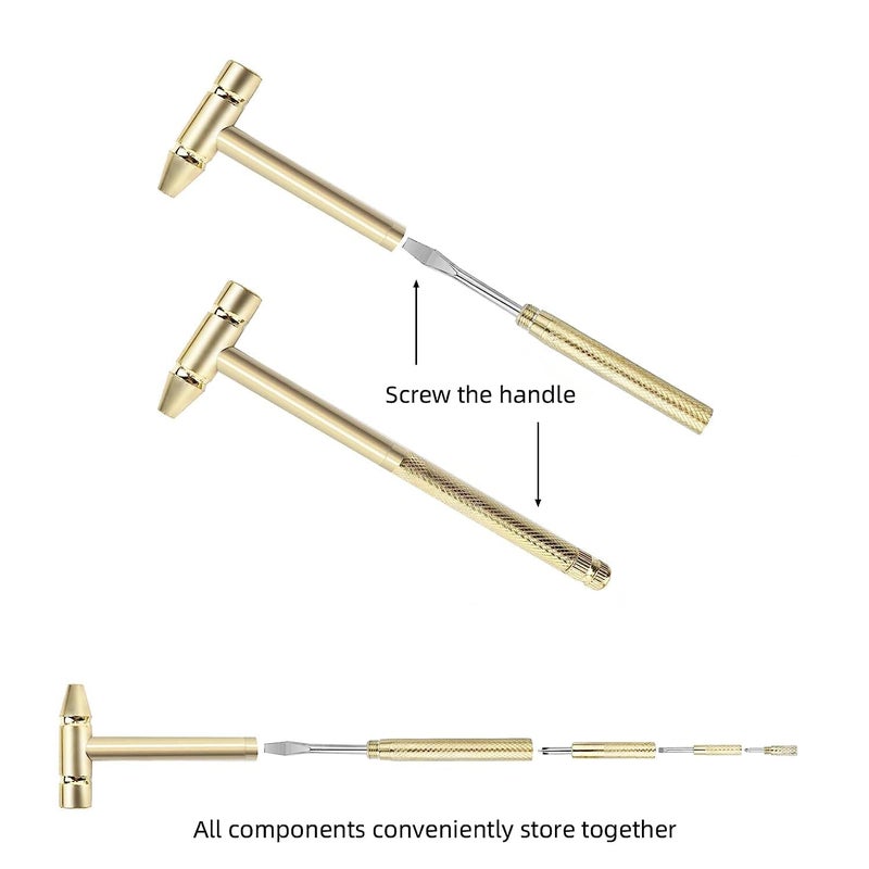 APURK 6 In 1 Multifunction Mini Hammer Mini Hammer Hathodi With 4 Diffrent Screwdriver Inbulit Usefull For Repair Gadget Watch Mobile AntiRust Copper Hammer Pack Of 1 - Image 4
