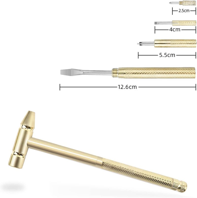 APURK 6 In 1 Multifunction Mini Hammer Mini Hammer Hathodi With 4 Diffrent Screwdriver Inbulit Usefull For Repair Gadget Watch Mobile AntiRust Copper Hammer Pack Of 1 - Image 3