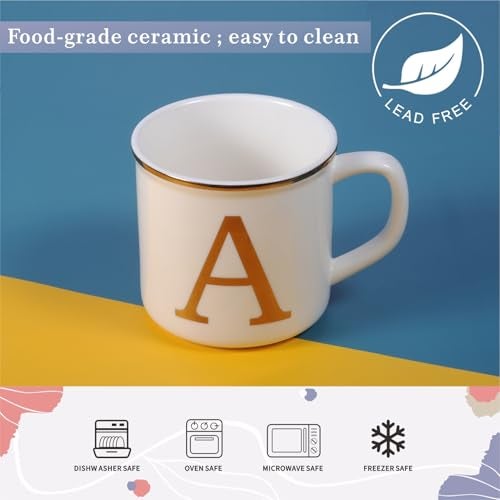 Miicol Ceramic Coffee Mug 16 oz, Monogram Coffee Cup, Golden Initial Tea Mug, Personalized Tea Cup, Unique Gift, Large Mug for Home, Office, Letter A - Image 4