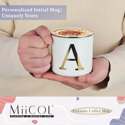 Miicol Ceramic Coffee Mug 16 oz, Monogram Coffee Cup, Golden Initial Tea Mug, Personalized Tea Cup, Unique Gift, Large Mug for Home, Office, Letter A - Image 3