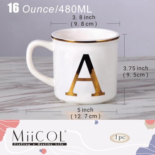 Miicol Ceramic Coffee Mug 16 oz, Monogram Coffee Cup, Golden Initial Tea Mug, Personalized Tea Cup, Unique Gift, Large Mug for Home, Office, Letter A - Image 2