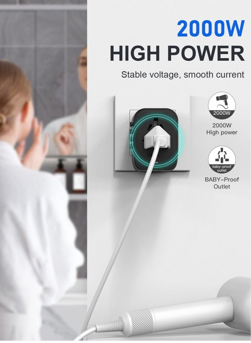 محول طاقة سفر عالمي، محول قابس سفر أوروبي 5 في 1، شاحن حائط 3.5 أمبير 2xUSB-A و2xUSB C ومنفذ تيار متردد عالمي لأوروبا والولايات المتحدة والمملكة المتحدة وأستراليا وآسيا  - Image 2