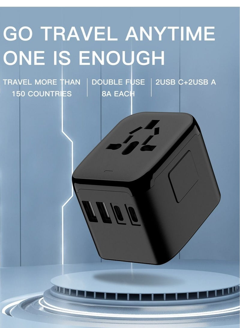 محول طاقة سفر عالمي، محول قابس سفر أوروبي 5 في 1، شاحن حائط 3.5 أمبير 2xUSB-A و2xUSB C ومنفذ تيار متردد عالمي لأوروبا والولايات المتحدة والمملكة المتحدة وأستراليا وآسيا  - Image 3