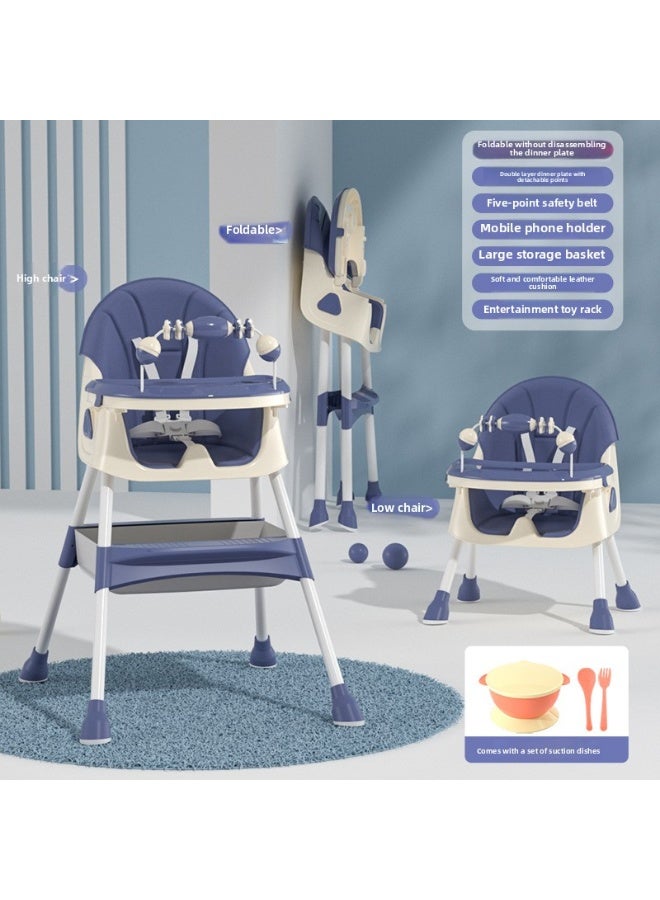 ORiTi Baby Dining Chair, Children'S Multifunctional Foldable Dining Chair, Portable Baby Dining Table - Blue - Image 1