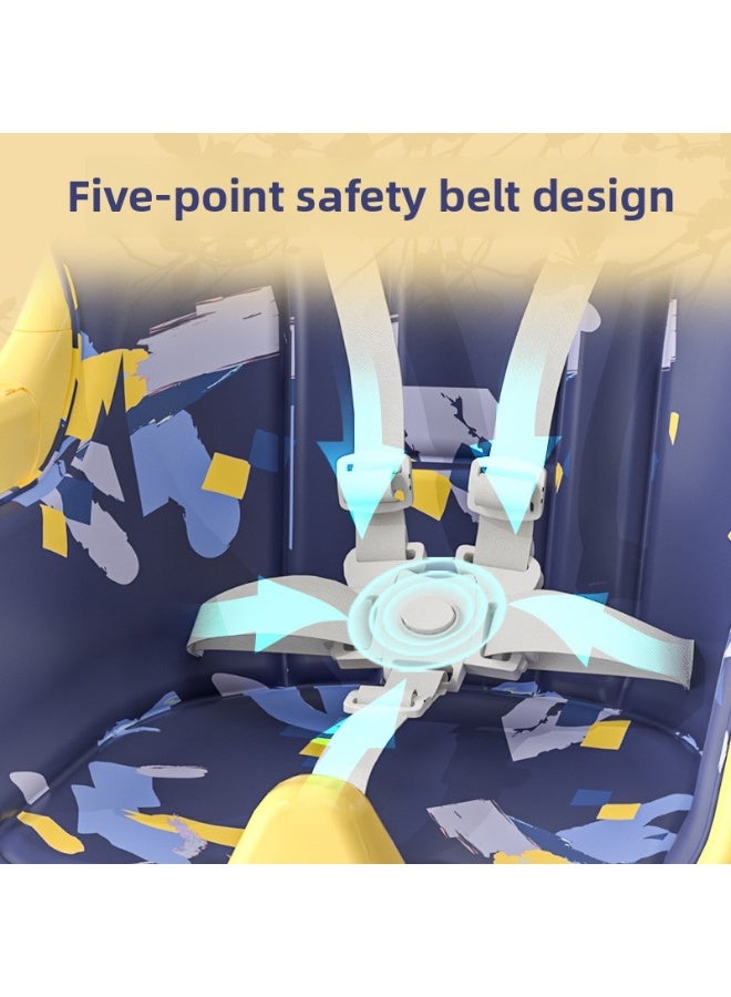 ORiTi Baby Dining Chair, Children'S Multifunctional Foldable Dining Chair, Portable Baby Dining Table - Blue - Image 4