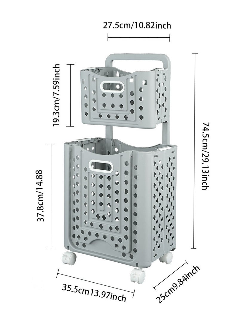 Foldable Laundry Basket with wheels,Large Multi-Purpose Home Storage Basket,Plastic Foldable Pullout Handle Laundry Bin Container,Space Saving,Lightweight and Portable - Image 5