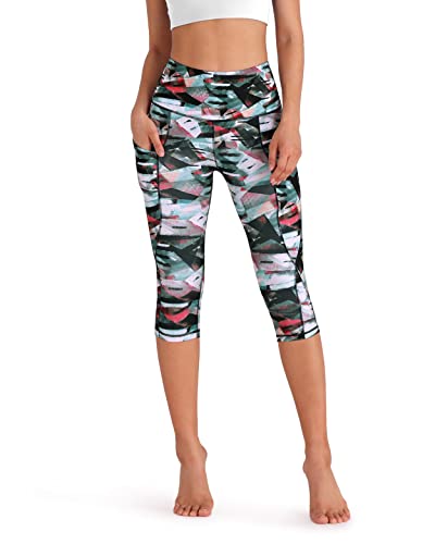 ODODOS Women's High Waisted Pattern Yoga Capri Leggings with Pockets, Tummy Control Non See Through Sports Athletic Workout Running Capris, FineArtWine, X-Large - Image 2