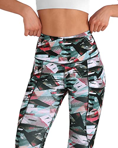 ODODOS Women's High Waisted Pattern Yoga Capri Leggings with Pockets, Tummy Control Non See Through Sports Athletic Workout Running Capris, FineArtWine, X-Large - Image 4
