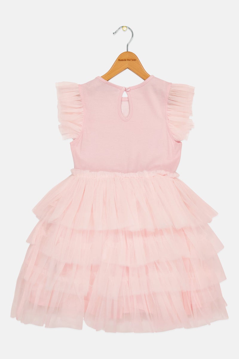 Lunamoon Kids Girl Embellished Dress, Light Pink - Image 3