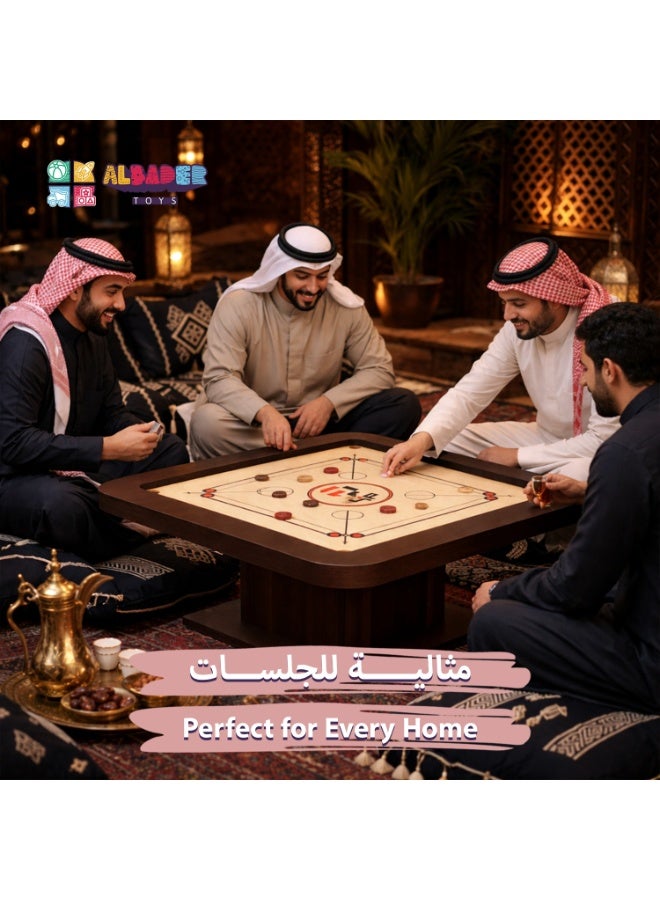ALBADER Carrom and Baloot 2-in-1 Table for Home and Indoor Play, Smart Multi-Purpose Wooden Table, Professional Smooth Carrom Board, Fixed Base, Easy Conversion, Perfect Size for Floor Sitting, Complete Carrom Coins Included - Image 3