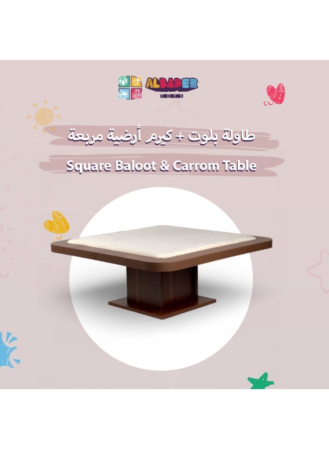 ALBADER Carrom and Baloot 2-in-1 Table for Home and Indoor Play, Smart Multi-Purpose Wooden Table, Professional Smooth Carrom Board, Fixed Base, Easy Conversion, Perfect Size for Floor Sitting, Complete Carrom Coins Included - Image 4