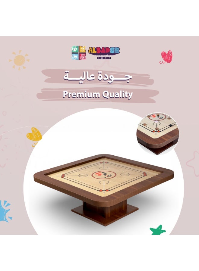 ALBADER Carrom and Baloot 2-in-1 Table for Home and Indoor Play, Smart Multi-Purpose Wooden Table, Professional Smooth Carrom Board, Fixed Base, Easy Conversion, Perfect Size for Floor Sitting, Complete Carrom Coins Included - Image 5