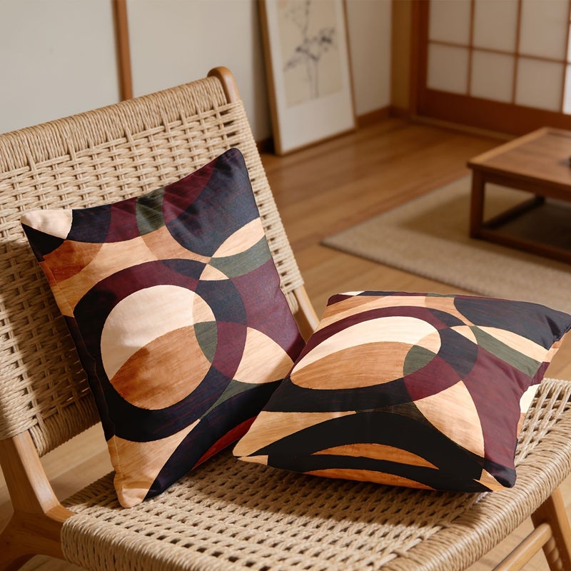 مجموعة من 2 غطاء وسادة حديثة بنمط دائري ملون مجرد 45×45 سم طباعة أحادية الجانب ثنائية الأبعاد بسحاب قابلة للغسل في الغسالة من البوليستر لأريكة السرير ديكور المنزل الاحتفالي الحشوات غير متضمنة (18×18 بوصة) - Image 1