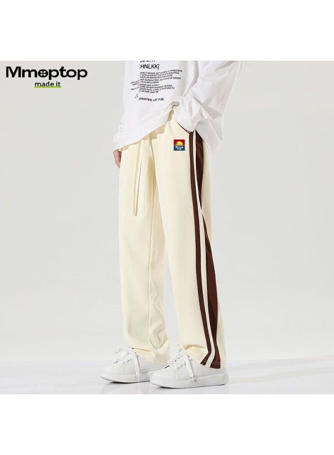 Mmoptop Trendy Heavy Striped Printed Pants For Men, Spring And Summer Wide-leg Straight Casual Trousers K2199 Black 2XL - Image 4
