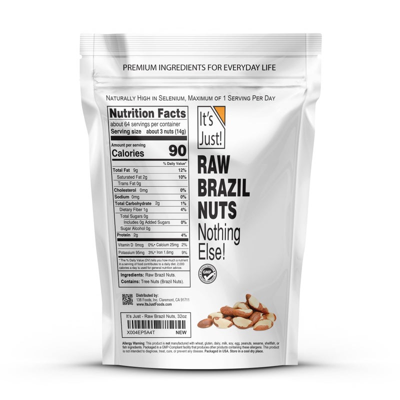 It's Just! It's Just - Raw Brazil Nuts, 2lb, Unsalted, Non-GMO, Keto Friendly, Vegan, No PPO, Large, Premium, Freshly Packaged in USA (32 Ounce) - Image 2