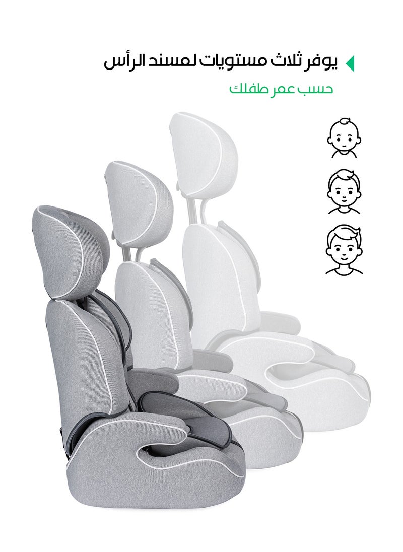 MAAS - MAAS 3 in 1 Folding Baby Car Seat with Booster Seat and Adjustable Headrest 5 Point Safety Harness Suitable for Children from 9 Months to 12 Years Group 1-2-3 and Holds up to 36 Kg Color - Gray - Image 1