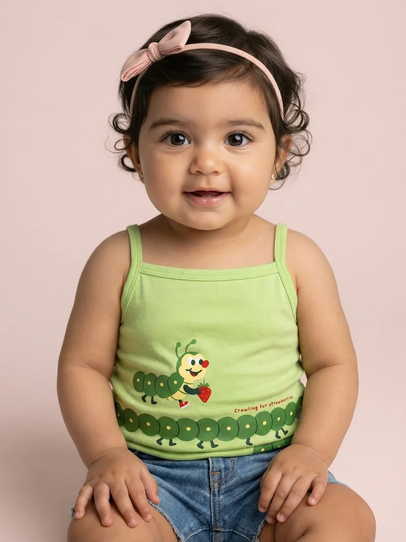 Nautinati Nautinati Baby Girls' 100% Cotton Pack of 2 Printed Camisoles