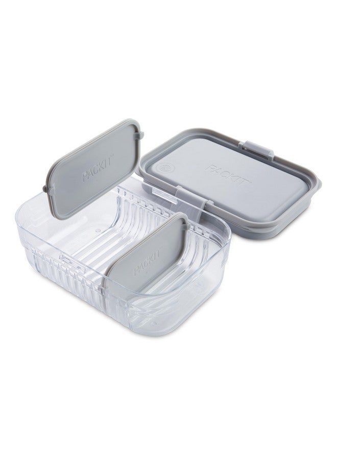 PackIt Mod Lunch Bento Food Storage Container, Steel Gray, Shatterproof Crystal Clear Base, with Leak-resistant Dividers and Lid, Microwavable, Dishwasher Safe, Perfect for Meal Prep - Image 3