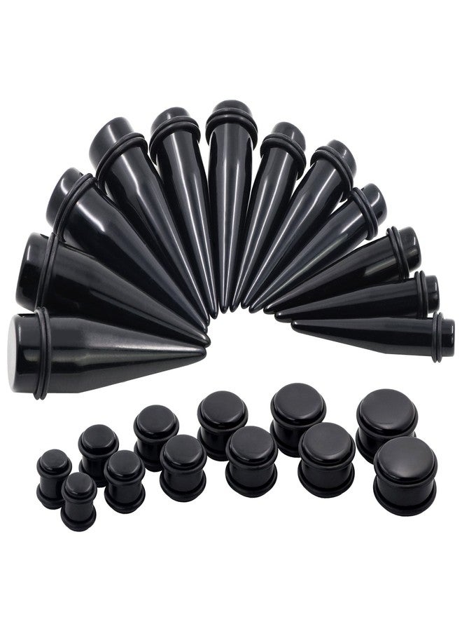 Oyaface 36PC Big Gauges Kit Ear Stretching 00G-20mm Acrylic Taper Plug Silicone Tunnels Piercing Kits Black - Image 2