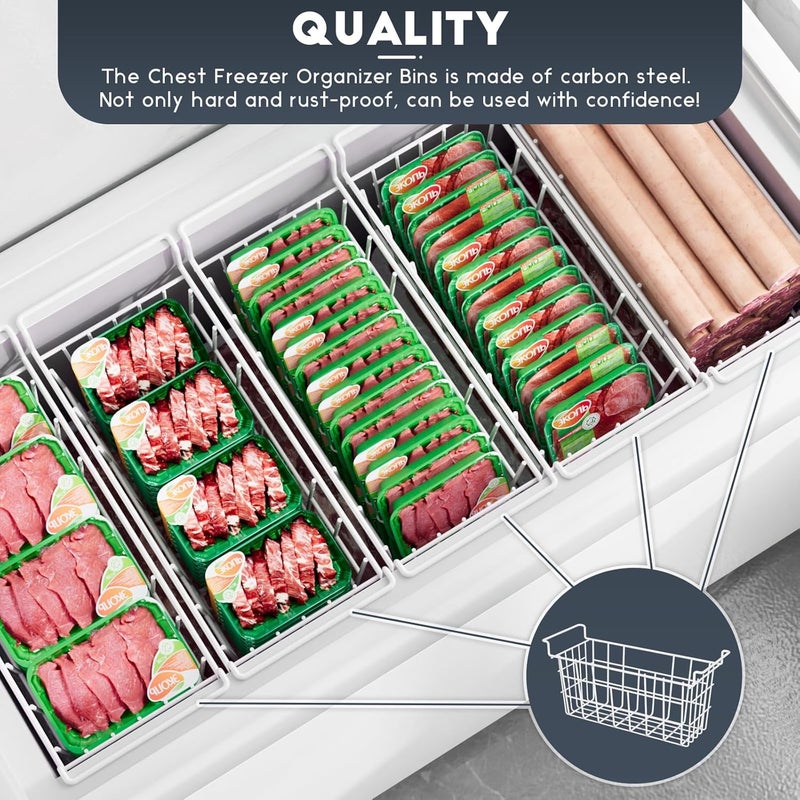 DPZM 17.5 inch Chest Freezer Organizer Bins, 2Pack | Deep Freezer Basket, Hanging Handles, Metal Wire Storage, Fridge Organizer, For Snacks, Fruits, Potatoes, Meat - Image 4