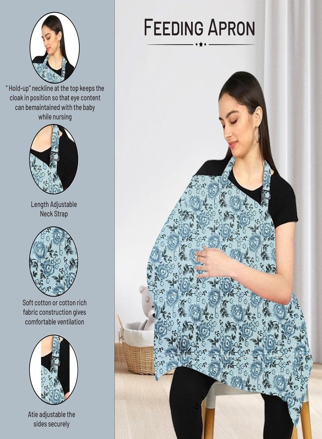 ZIKKU 100% Cotton Nursing Cover for Breastfeeding, Soft and Breathable Feeding Apron/Scarf for Mom with Mobile Pocket, Lightweight and Comfortable Feeding Cover for Nursing Mothers (Grey Flowers Color) - Image 3