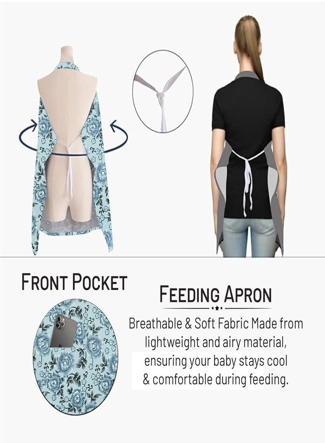 ZIKKU 100% Cotton Nursing Cover for Breastfeeding, Soft and Breathable Feeding Apron/Scarf for Mom with Mobile Pocket, Lightweight and Comfortable Feeding Cover for Nursing Mothers (Grey Flowers Color) - Image 5