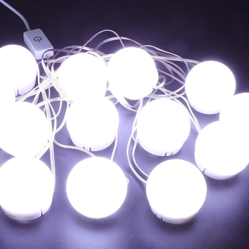 نماذج عالمية شائعة مصباح مرآة الزينة LED - 14 لمبة LED - ضوء ثلاثي الألوان - مصباح مرآة تجميل - أضواء مكياج USB - سطوع قابل للتعديل للاستخدام على طاولة الزينة أو في الحمام - Image 5
