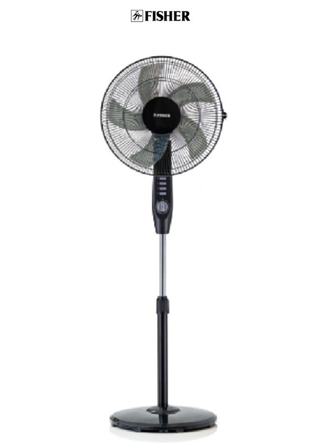 فيشر مروحة عمودية ٥٥ واط، ٥ شفرات، ٣ سرعات، مع مؤقت، لون أسود | FFS-5B3S - Image 1