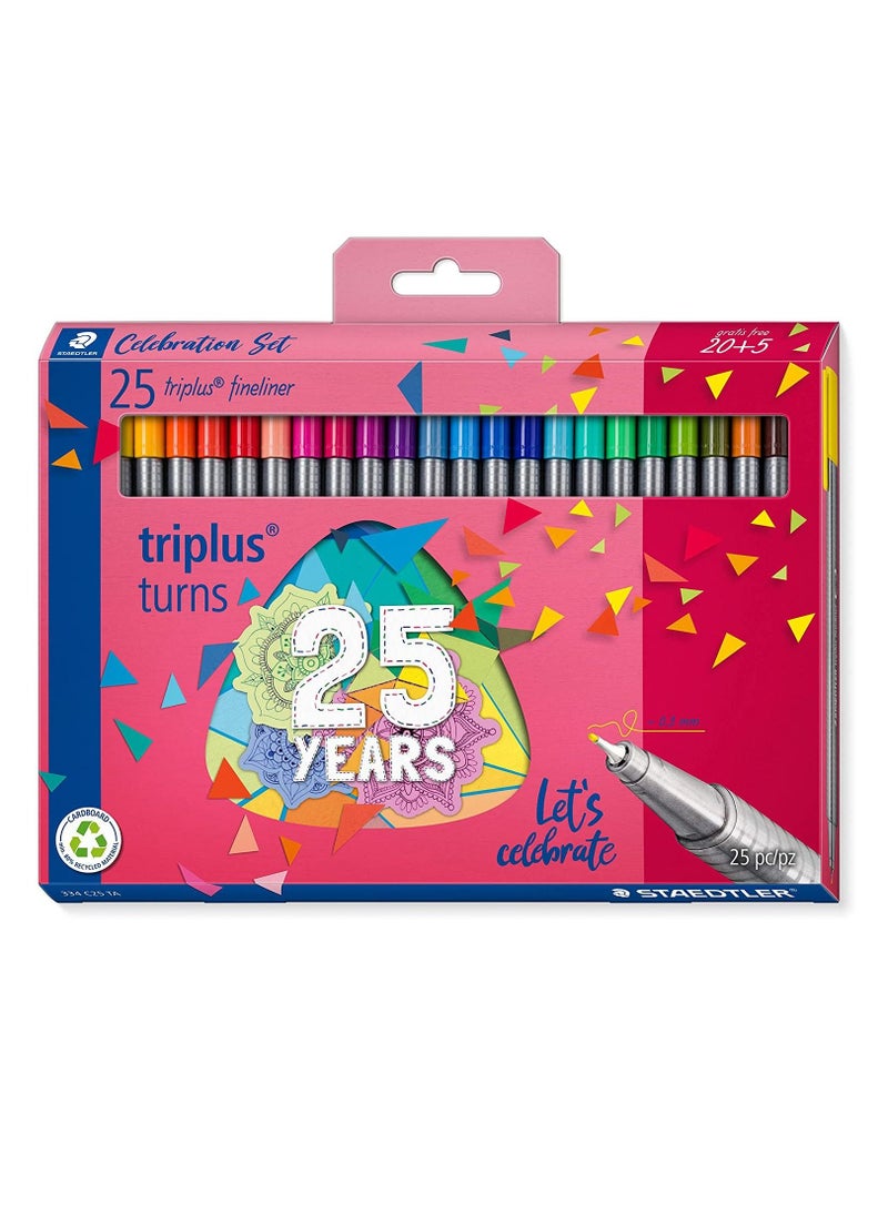 STAEDTLER 25-Piece Triplus Fineliner Superfine 0.3mm Tip Multicolour  - Image 1