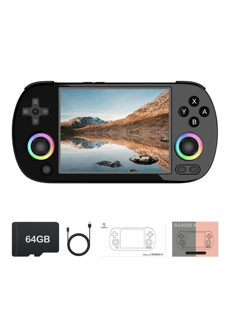 ANBERNIC  - Retro RG40XX H Portable Game Console, 64-bit, Linux, 4.0-inch IPS screen, Compatible with 5G WiFi, Bluetooth, HDMI-TV output (Black, 64GB) - Image 1