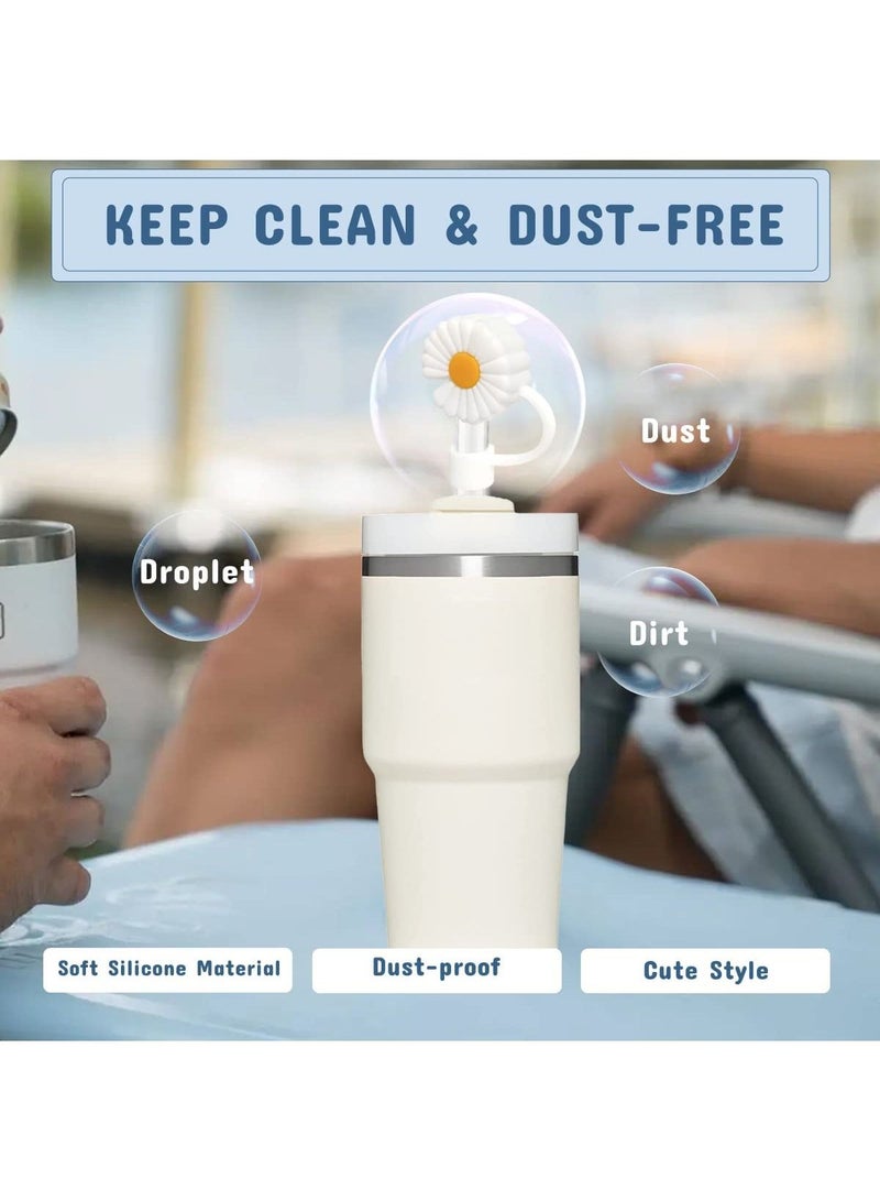 FASHION HOME Replacement Glass Straws With Cleaning Brush And Silicone Straw Cover Caps - Image 2