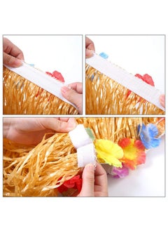 Elcoho Elcoho 8 Pieces Hawaiian Hula Grass Skirt Sunglasses Leis Necklace Bracelet Set  - Image 4