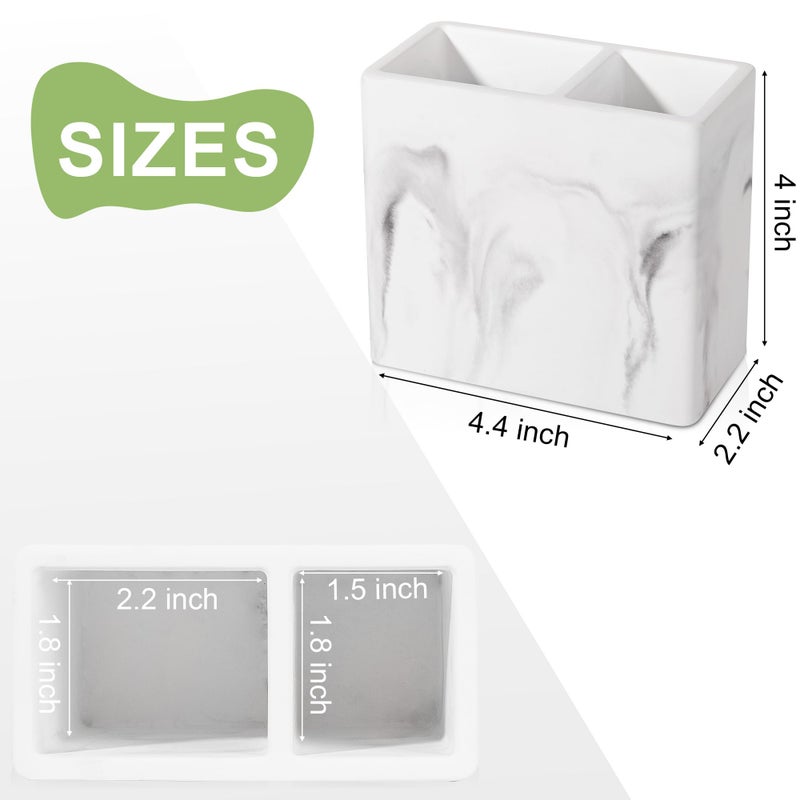 Heagoale Diatomite Toothbrush Holder 2 Slots Tooth Brush Holder for Bathroom, Kids Electric Toothbrush and Toothpaste Organizer for Countertop, Shower, Vanity, Marble White - Image 5
