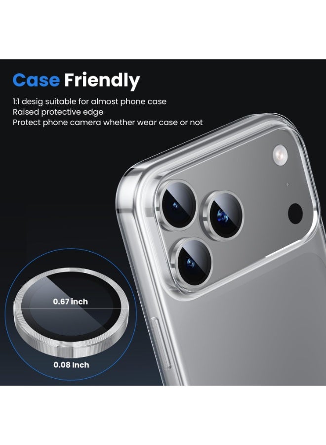 Camera Lens Protector for iPhone 17 Pro/iPhone 17 Pro Max , HD Tempered Metal Glass Camera Screen Protector Cover Film Accessories, White - Image 4