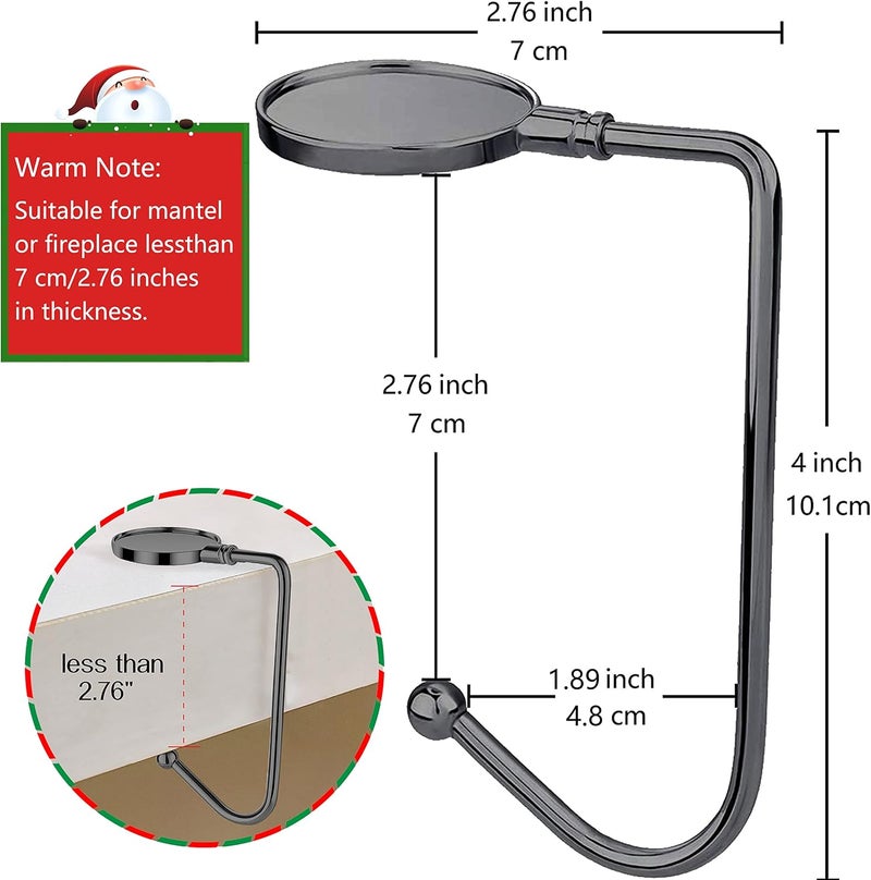 Komotu Christmas Stocking Holders for Mantle, Upgrade Non-Slip Safety Mantel Hooks Hanger Grip Fireplace Hang Hook for Christmas Halloween Party Decoration(Gun Black,6) - Image 3