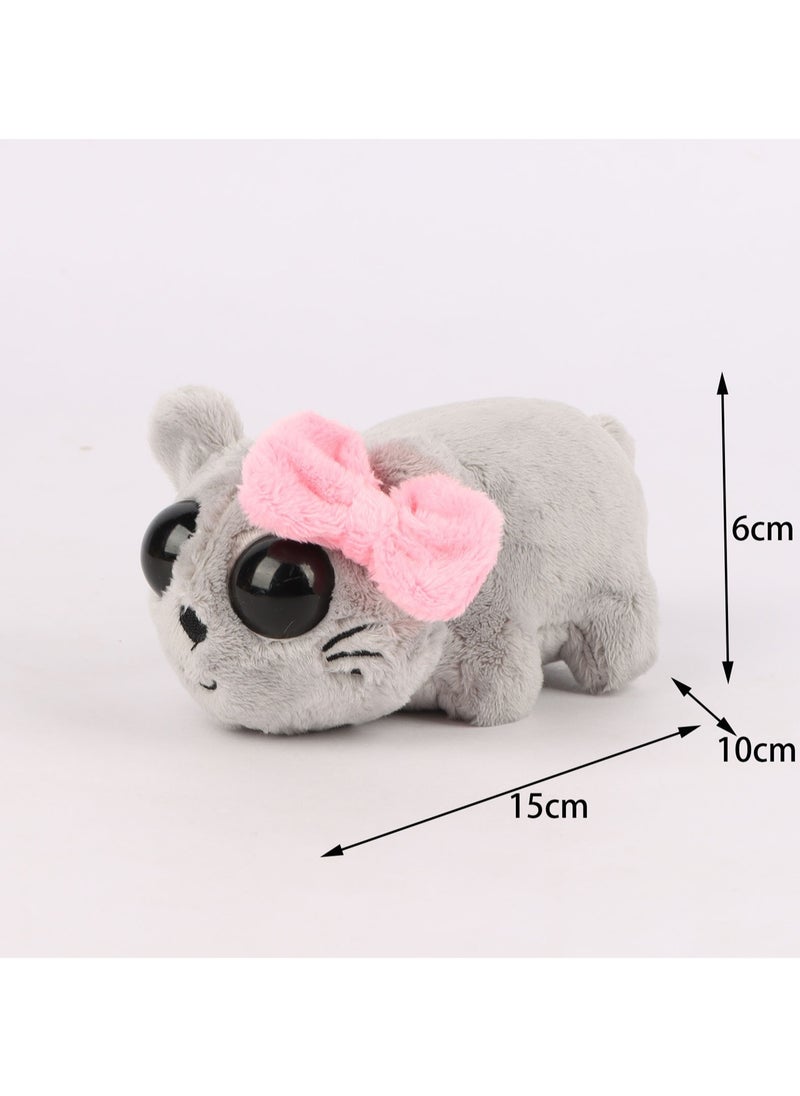 Sad Hamster Expression Plush Toy, Built-In Button Press Can Make Violin Sound, Children'S Birthday Gift Desktop Ornaments