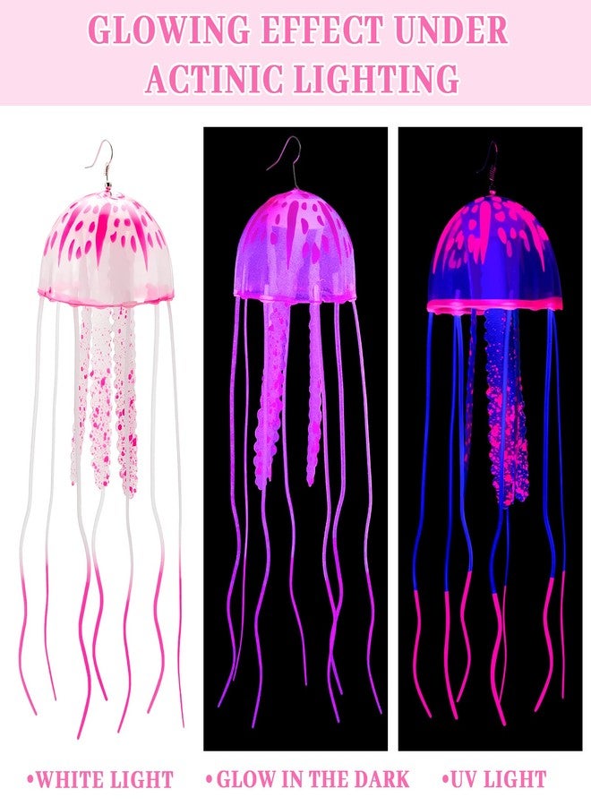 Hotop 2 Pcs Glow Earrings Jellyfish for Night Party Dangle Drop Weird Earrings Light up Glow in The Dark Christmas Party Decoration(Pink) - Image 4