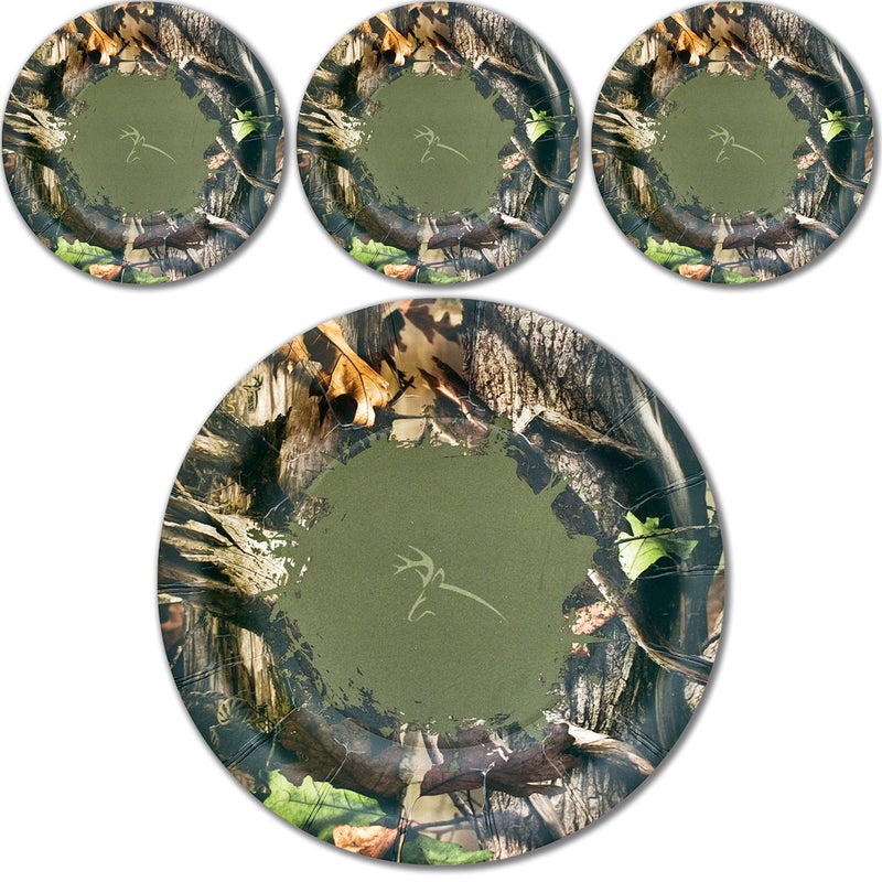 Havercamp Next Camo 7 Party Plates 24 pack Hunting Camo Round Dessert Plates with Buck logo Great for Hunter Themed Party Camouflage Birthdays Graduations Outdoor Family Picnics